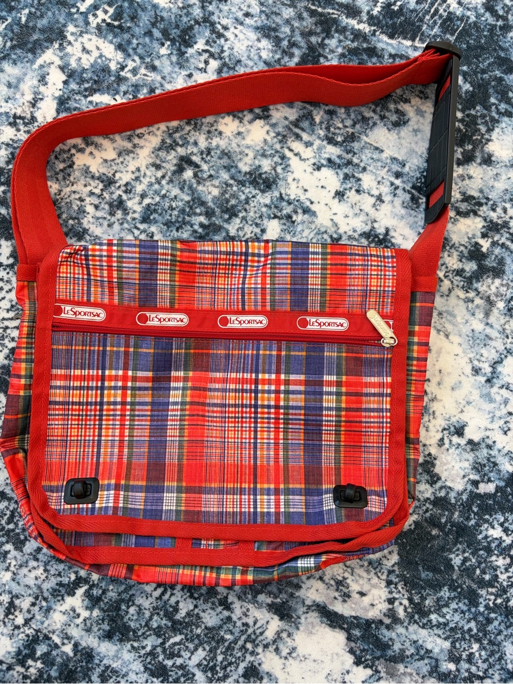 Vintage LeSportsac Red Plaid Messenger Crossbody Bag